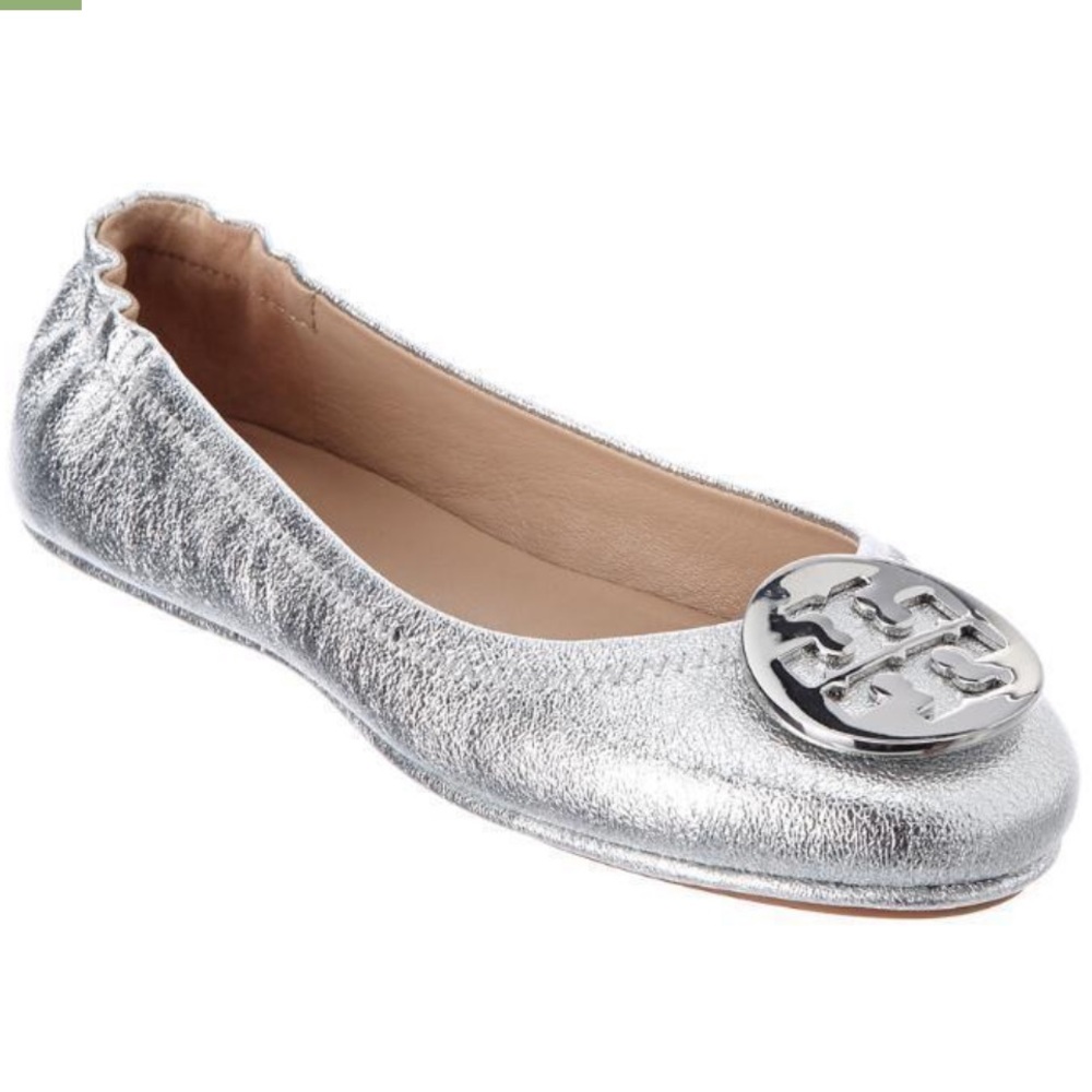 Silver Tory Burch Reva Flats